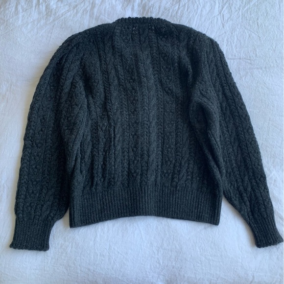 NWT Doen Emery Wool Alpaca Cable Knit Button Cardigan Sweater Moonshadow Gray - Picture 6 of 8